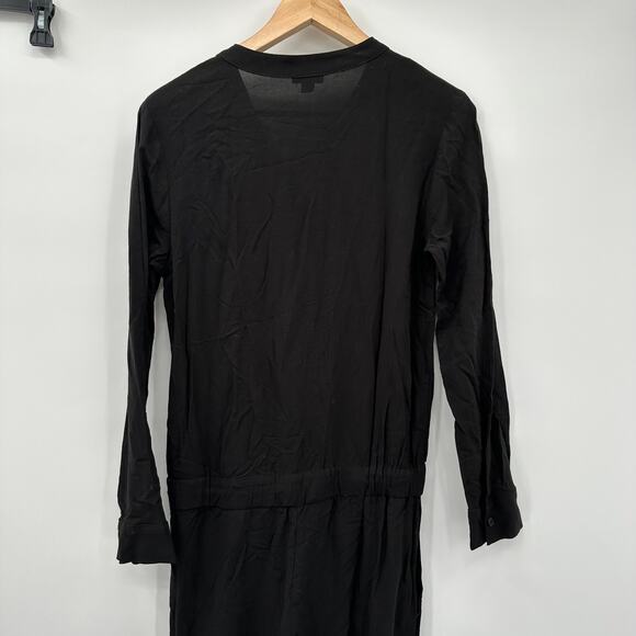 SPLENDID Black Long Sleeves Split Neck Pocket Elastic Waist Jumpsuit // S - Picture 8 of 10